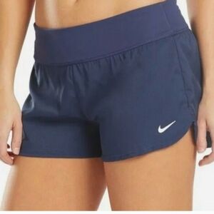 Nike Women's Navy Athletic Running Shorts with White Swoosh